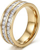Dazzling Cubic Zirconia Band Ring for Women, Stainless Steel Titanium Women Finger Thumb Ring in Silver/Gold Tone, Wedding Eternity Band Infinity - gold 6
