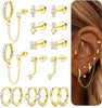 Gold Earrings for Women Flat Back Earrings Earring Stacks - main view