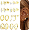 Gold Earrings for Women Flat Back Earrings Earring Stacks - Gold 1