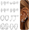 Gold Earrings for Women Flat Back Earrings Earring Stacks - Silver 1