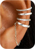 4Pcs Ear Cuffs Non Piercing for Women 14K Gold Plated Adjustable - Classic-White Gold Plated