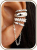 4Pcs Ear Cuffs Non Piercing for Women 14K Gold Plated Adjustable - Chunky-White Gold Plated