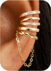 4Pcs Ear Cuffs Non Piercing for Women 14K Gold Plated Adjustable - Double-14K Gold Plated