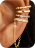 4Pcs Ear Cuffs Non Piercing for Women 14K Gold Plated Adjustable - Beaded-14K Gold Plated