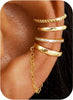 4Pcs Ear Cuffs Non Piercing for Women 14K Gold Plated Adjustable - Classic-14K Gold Plated