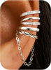 4Pcs Ear Cuffs Non Piercing for Women 14K Gold Plated Adjustable - Double-White Gold Plated