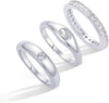 14K Gold Plated Stackable Rings for Women - Dainty Stackable Gold Ring Set of Three with Cubic Zirconia Multi-Bands - Trendy Fashion Jewelry - White Gold 7