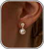 Pearl Earrings for Women, Dainty 14k Gold Plated Pearl Drop Earring Gold Bridal Dangle Earring Small Cute Stud Earring Wedding Dangle Earrings for - Silver-1