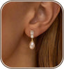 Pearl Earrings for Women, Dainty 14k Gold Plated Pearl Drop Earring Gold Bridal Dangle Earring Small Cute Stud Earring Wedding Dangle Earrings for - Gold-2