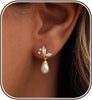 Pearl Earrings for Women, Dainty 14k Gold Plated Pearl Drop Earring Gold Bridal Dangle Earring Small Cute Stud Earring Wedding Dangle Earrings for - Gold-1