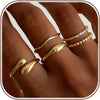 Gold Rings for Women Stackable Chunky Wedding Ring Set - main view