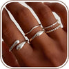 Gold Rings for Women Stackable Chunky Wedding Ring Set - Silver 6
