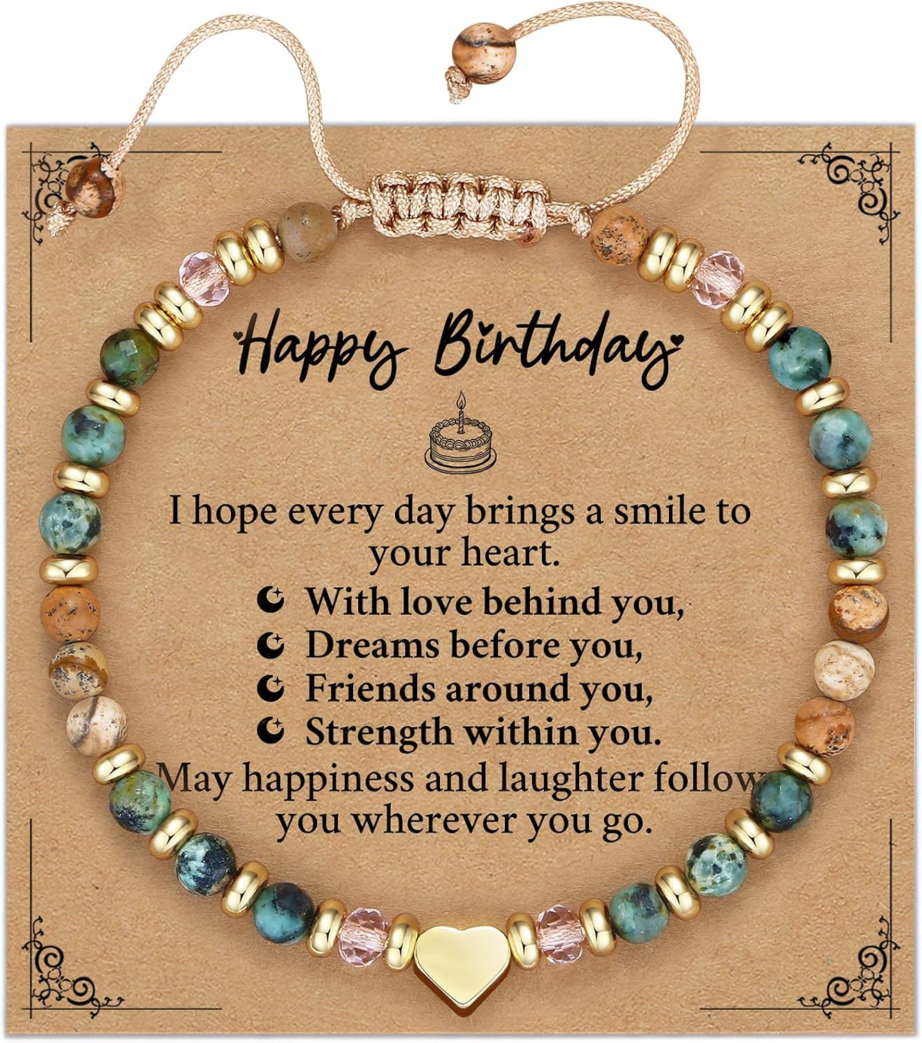 Friendship Bracelets for Women with Turquoise Beads Stretch Stackable Set - main view