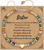 Friendship Bracelets for Women with Turquoise Beads Stretch Stackable Set - B-Sister