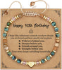 Friendship Bracelets for Women with Turquoise Beads Stretch Stackable Set - Happy 50th