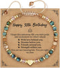 Friendship Bracelets for Women with Turquoise Beads Stretch Stackable Set - Happy 30th