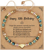 Friendship Bracelets for Women with Turquoise Beads Stretch Stackable Set - Happy 70th