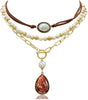 3 Pcs Layered Western Cowgirl Necklaces for Women Boho Turquoise Beaded Western Jewelry Rhinestone Cowboy Hat Boots Ox-Head Pendant Choker Paperclip - White Vintage Gold Cactus