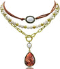 3 Pcs Layered Western Cowgirl Necklaces for Women Boho Turquoise Beaded Western Jewelry Rhinestone Cowboy Hat Boots Ox-Head Pendant Choker Paperclip - White Cactus Vintage Bronze