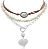 3 Pcs Layered Western Cowgirl Necklaces for Women Boho Turquoise Beaded Western Jewelry Rhinestone Cowboy Hat Boots Ox-Head Pendant Choker Paperclip - White Vintage Silver Heart