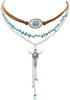 3 Pcs Layered Western Cowgirl Necklaces for Women Boho Turquoise Beaded Western Jewelry Rhinestone Cowboy Hat Boots Ox-Head Pendant Choker Paperclip - Tassel Vintage Silver OX-Head