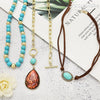 3 Pcs Layered Western Cowgirl Necklaces for Women Boho Turquoise Beaded Western Jewelry Rhinestone Cowboy Hat Boots Ox-Head Pendant Choker Paperclip - view 4