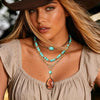 3 Pcs Layered Western Cowgirl Necklaces for Women Boho Turquoise Beaded Western Jewelry Rhinestone Cowboy Hat Boots Ox-Head Pendant Choker Paperclip - view 5