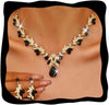 Rhinestone Bridal Wedding Jewelry Sets Gold Necklace Earrings Set Leaf Prom Formal Costume Jewelry Set for Women and Brides - main view