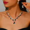 Rhinestone Bridal Wedding Jewelry Sets Gold Necklace Earrings Set Leaf Prom Formal Costume Jewelry Set for Women and Brides - view 2