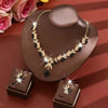 Rhinestone Bridal Wedding Jewelry Sets Gold Necklace Earrings Set Leaf Prom Formal Costume Jewelry Set for Women and Brides - view 3
