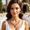 Rhinestone Bridal Wedding Jewelry Sets Gold Necklace Earrings Set Leaf Prom Formal Costume Jewelry Set for Women and Brides - view 5