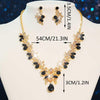 Rhinestone Bridal Wedding Jewelry Sets Gold Necklace Earrings Set Leaf Prom Formal Costume Jewelry Set for Women and Brides - view 6