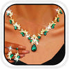 Rhinestone Bridal Wedding Jewelry Sets Gold Necklace Earrings Set Leaf Prom Formal Costume Jewelry Set for Women and Brides - Green