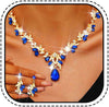 Rhinestone Bridal Wedding Jewelry Sets Gold Necklace Earrings Set Leaf Prom Formal Costume Jewelry Set for Women and Brides - Blue