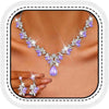Rhinestone Bridal Wedding Jewelry Sets Gold Necklace Earrings Set Leaf Prom Formal Costume Jewelry Set for Women and Brides - Purple
