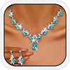 Rhinestone Bridal Wedding Jewelry Sets Gold Necklace Earrings Set Leaf Prom Formal Costume Jewelry Set for Women and Brides - Light Blue