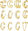 12Pcs Ear Cuffs Non Piercing - 14K Gold Plated Ear Cuff Earrings for Women Adjustable Earring Cuffs for Non Pierced Ears Clip on Cartilage Earring - main view