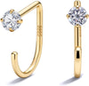 925 Sterling Silver 14K Gold Plated Huggie Half Hoop Earrings - main view