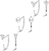 925 Sterling Silver 14K Gold Plated Huggie Half Hoop Earrings - 3pair-White Gold