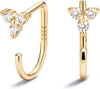 925 Sterling Silver 14K Gold Plated Huggie Half Hoop Earrings - Trinity-Yellow Gold