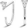 925 Sterling Silver 14K Gold Plated Huggie Half Hoop Earrings - Teardrop-White Gold