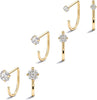 925 Sterling Silver 14K Gold Plated Huggie Half Hoop Earrings - CZ-2+3+4mm-Yellow Gold