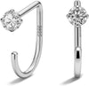 925 Sterling Silver 14K Gold Plated Huggie Half Hoop Earrings - CZ-White Gold