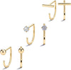 925 Sterling Silver 14K Gold Plated Huggie Half Hoop Earrings - 3pack-Yellow Gold