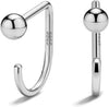 925 Sterling Silver 14K Gold Plated Huggie Half Hoop Earrings - Ball-White Gold