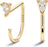 925 Sterling Silver 14K Gold Plated Huggie Half Hoop Earrings - Teardrop-Yellow Gold