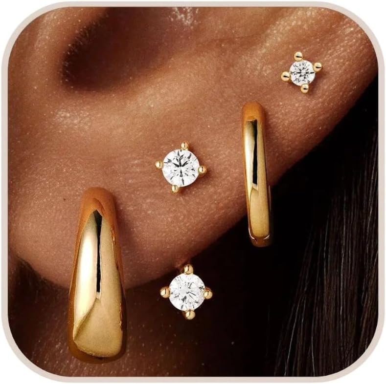 Gold Huggie Earrings for Women, Earring - main view