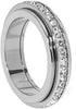 Titanium Steel Spinner Fidget Band Rings for Women Cubic Zirconia Rotatable Anxiety Relief Ring Wedding Promise Statement Jewelry Sizes 5-12 - main view