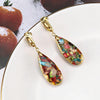 Boho Long Teardrop Stone Clip on Earrings for Women Stone Statement Earrings Non Pierced Gold Tone - view 3