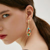 Boho Long Teardrop Stone Clip on Earrings for Women Stone Statement Earrings Non Pierced Gold Tone - view 6